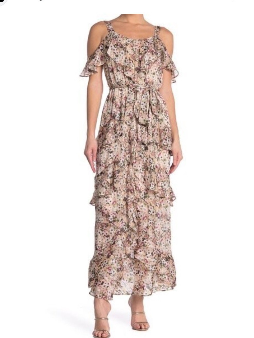 RACHEL Rachel Roy Floral Gold Ruffle Dress